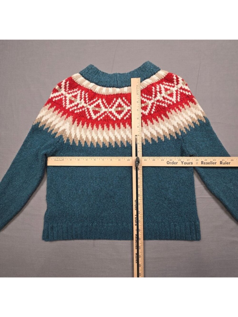 American Eagle Small Sweater Blue Red Fair Isle Pullover Knit Cotton Blend - Picture 4 of 4